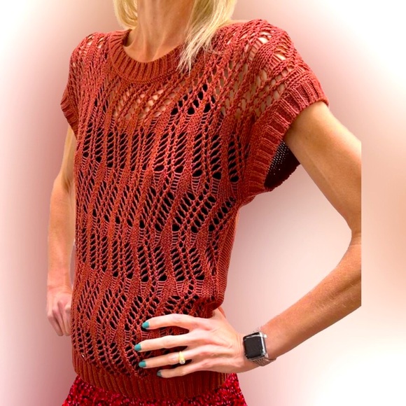 RUBBISH | Brown Crochet top sweater with button down back - Picture 1 of 12